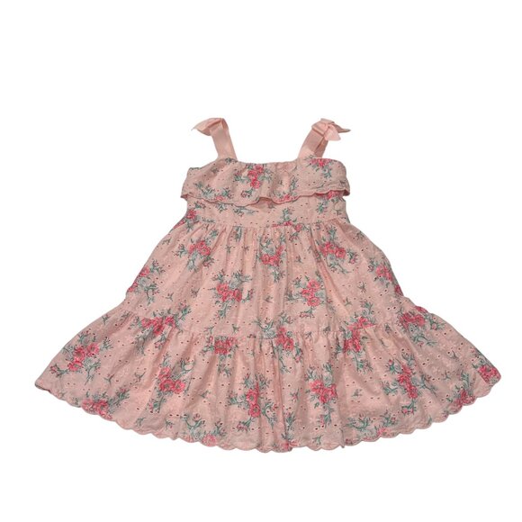 Janie and Jack Sleeveless Floral Eyelet Tiered Dress, Crystal Rose, 4 - Picture 1 of 10